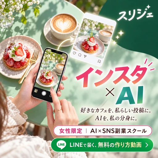スリジェの広告バナー：好きなカフェを、私らしい投稿に。