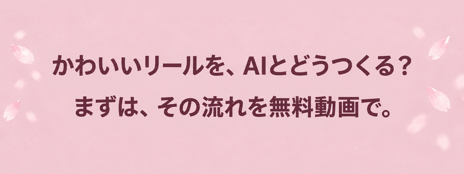 かわいいリールを、AIとどうつくる？ まずは、その流れを無料動画で。